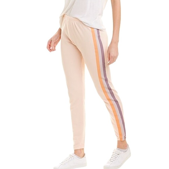 WILDFOX NWT Retro Grapefruit Striped Knox Jogger Pants Size Medium in Pink Salt - Picture 14 of 14